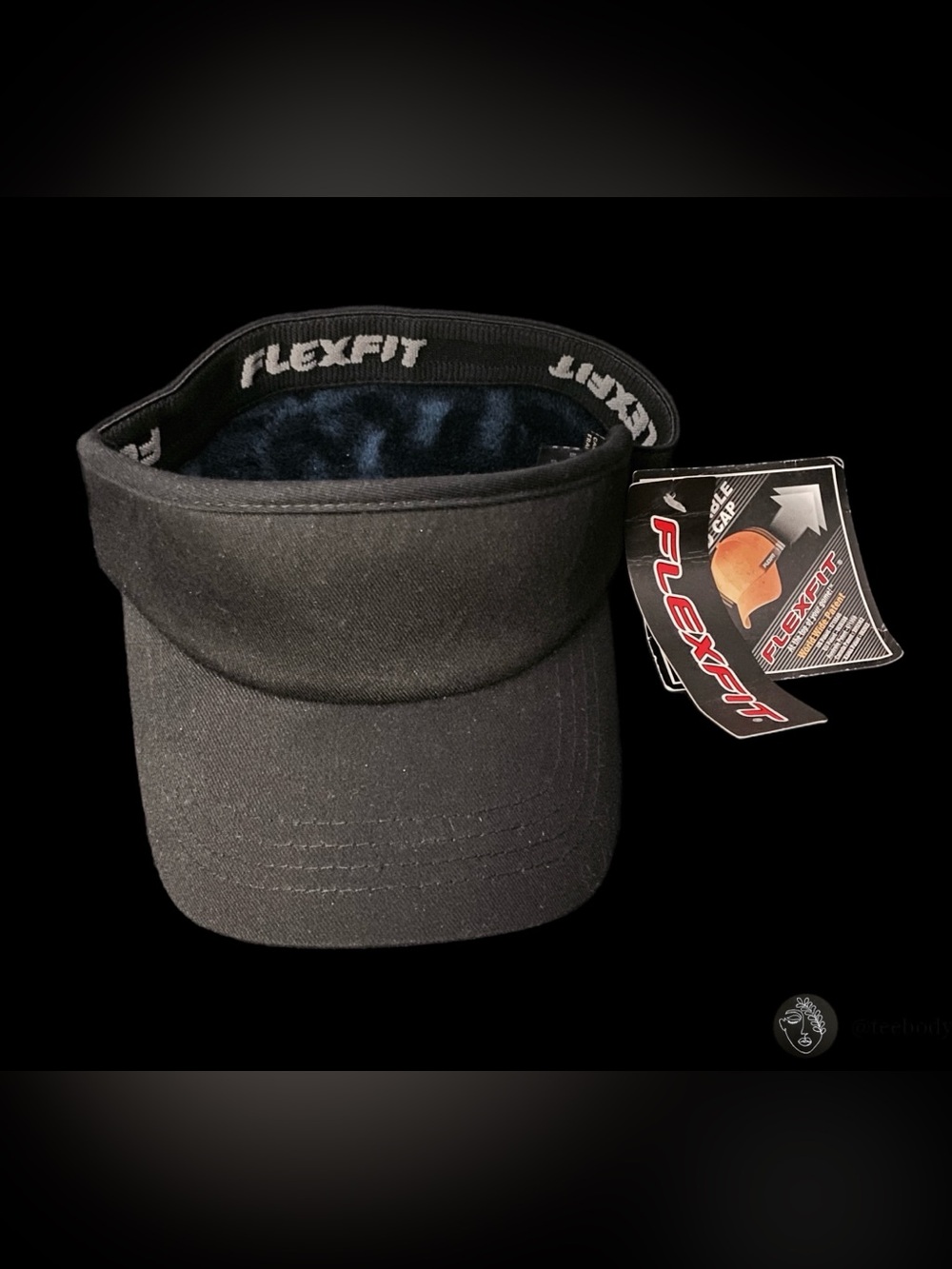 NWT Flexfit Blank Athletic Sun Visor Hat Adjustable Solid Black Sport